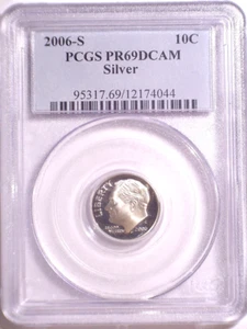 2006-S PCGS PR69DCAM Silver Proof Roosevelt Dime - 10 cents - Old Blue Holder - Picture 1 of 2