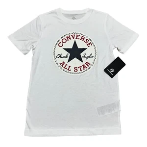 Chuck Taylor Converse All Star NWT Size M (10-12 yrs) White Graphic Logo T-Shirt - Picture 1 of 6