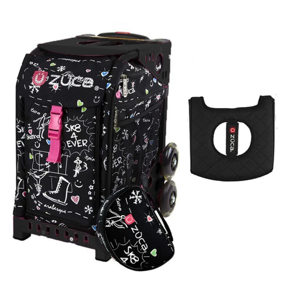 Zuca Sport Bag - Sk8 Black (Limited Edition) with Black/Pink Seat Cover (Black