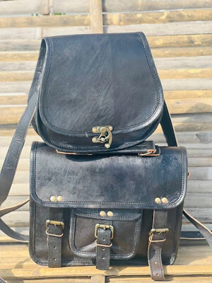 Bolso Maletín Negro para Laptop 15" Cuero Hipster Mensajero Cartera Bolso Hobo Gratis Foto 1 de 4