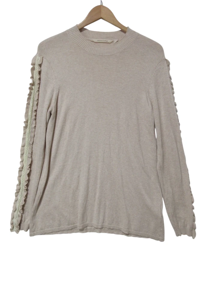 Suéter Talla L Suave Envolventes Beige Mujer MANGA CON VOLANTES Túnica Algodón/Seda/Modal Foto 1 de 4