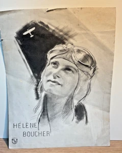 Helene Boucher. Original Zeichnung im Bleibergwerk von Paul Lengellé. - Bild 1 von 1