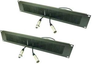 2 x 2 HE Kabeldurchlass Kabeldurchführung Rangierleiste Bürstenleiste Rackblende - Bild 1 von 7