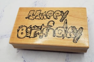 Darcie's Country Folk Happy Birthday Collage K 0675 Wood Mounted Rubber Stamp - Picture 1 of 8