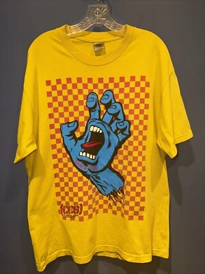 Camiseta XL Santa Cruz, Amarilla, Azul Screaming Hand, Años 80, 42” Pecho, 40” Cintura Foto 1 de 4