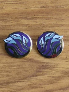 Vintage Laurel Burch Lillie's For Les Enamel Gold Tone Women's Stud Pierced  - Picture 1 of 13