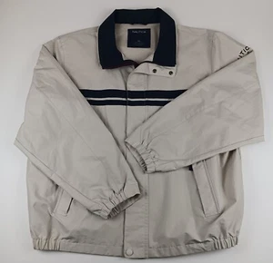 Chaqueta ligera de nailon de algodón Nautica talla XL para hombre color tostado con ribete azul  - Imagen 1 de 14