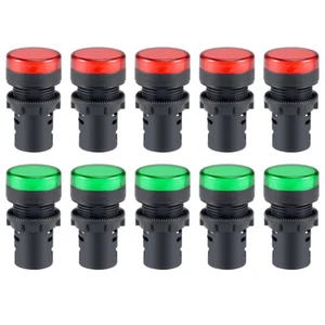 10pcs AC/DC 110V Indicator Lights Red+Green LED, Flush Panel Mount 7/8" 22mm - Picture 1 of 8