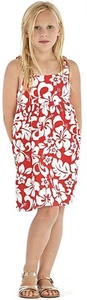Hawaii Hangover Girl Elastic Strap Empire Waist Dress in Classic Hibiscus Red 8 - Picture 1 of 6