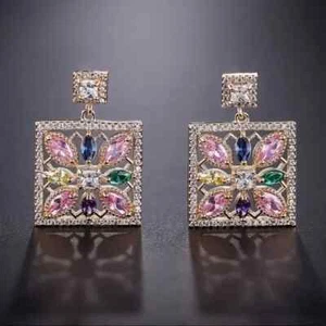 Made With Swarovski Crystals The Nanyah Multi Color Dangle Earrings S1 - Picture 1 of 4