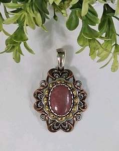 Carolyn Pollack Relios Sterling 925 Silber Messing Kupfer Rhodonit Anhänger - Bild 1 von 8