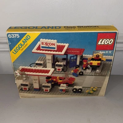Lego Legoland System 6375 Classic Town Exxon GAS STATION 1980 Vintage Toy W Box  - Image 1 of 4