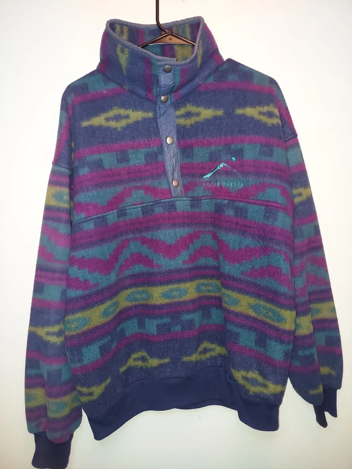 Vintage sweater Artic Image Pullover 1/4 Snap Button Size LG. "Roche Harbor"  - Image 1 of 4