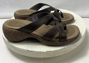 Merrell Womens Size 5 Dark Roast Leather Sundial Cross Slide Comfort Sandals - Picture 1 of 6