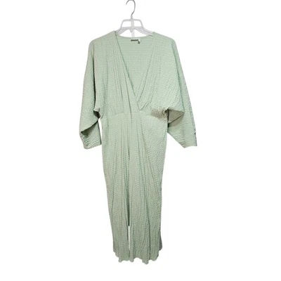 Vestido Midaxi Verde Salvia Seersucker Envolvente Frontal Ala de Murciélago Diseño ASOS para Mujer Talla 12 Foto 1 de 4