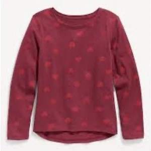 NWOT Old Navy Softest Printed Long-Sleeve T Shirt for Girls Red Harts Large B9 - Picture 1 of 4