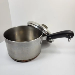 Revere Ware 1801 Copper Bottom 2 Qt Saucepan with Lid Clinton IL USA Vintage - Picture 1 of 15