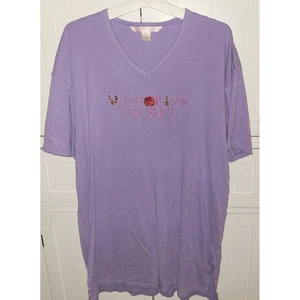 Victoria's Secret Lavender V-Neck Embroidered Logo Sleep Shirt Nightgown S Y2K - Picture 1 of 4