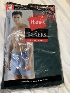 Hanes 3 Pair Boxers Size Xl 42-44 Full Cut Solid Boxers Vintage 2000 - Picture 1 of 5