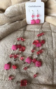 ROSA CROFT & BARROW DURCHBOHRTE OHRRINGE & HALSKETTE PERLEN SCHICHTEN NEU 20" - Bild 1 von 4