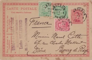 BELGIQUE - ANGLEUR - ENTIER POSTAL SUPERBE AFFRANCHISSEMENT POUR LA FRANCE. - Picture 1 of 1