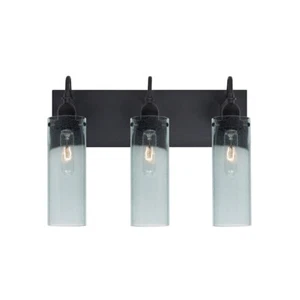 Besa Lighting Juni 10 3 Light Bathroom Vanity, Black/Blue - 3WG-JUNI10BL-BK - Picture 1 of 1