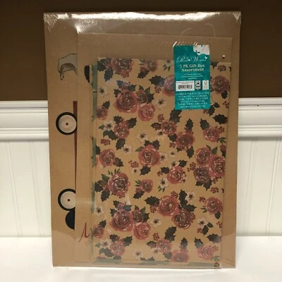 Caja de regalo de Navidad para mujer pionera conjunto de 5 piezas Kraft vacaciones florales animales vaca perro Foto 1 de 4