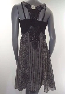 GUESS Sundress Mini Dress Size 5 Black floral Lace back NWT - Picture 1 of 12