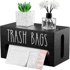 DRASTAR Trash Bag Dispenser, Trash Bag Holder Wall Mount, Wooden Garbage Bag Bag - Picture 1 of 1