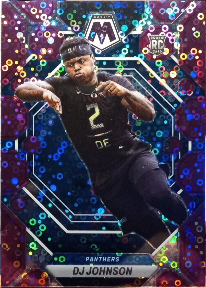 2023 Panini Mosaic DJ Johnson RC Panthers Purple Disco Prizm /50 SSP #314 NM-MT - Image 1 of 2