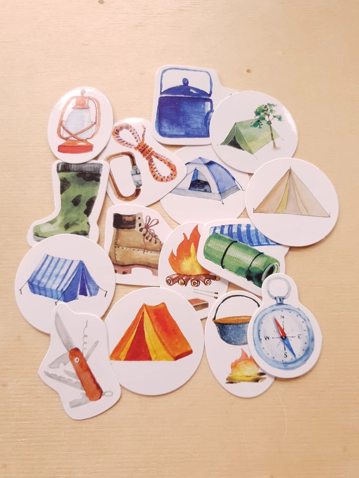 15 Lifelog Camping Sticker ♥ Scrapbooking Urlaubsfotos Div. Motive Selbstklebend - Bild 1 von 1