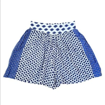 Pantalones Cortos De Colección Años 90 Mujer Azul Blanco Paisley Estampado Bandana con Bolsillos M Foto 1 de 4