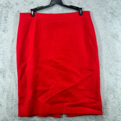 Falda lápiz clásica J Crew Nº 2 roja lisa 100 % lana para mujer 8 falda roja forrada Foto 1 de 4