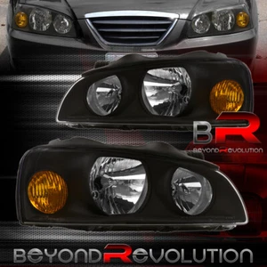 For 2004-2006 Elantra Black Amber Signal Corner Head Light Bumper Lamps Pair Set - Picture 1 of 5