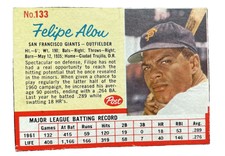 Vintage 1962 Post No. 133 Felipe Alou San Francisco Giants Outfield