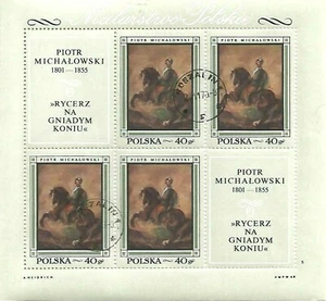 1968 Polish Art Museum Stamp Sheet Artist Piotr Michalowski Knight Bay Horse - Picture 1 of 1