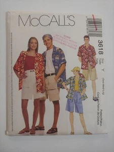 McCall 3618 Sewing Pattern Hat Headwrap Shorts Shirt Sz Y Sm-Med-Lg Mens\Woman's - Picture 1 of 2
