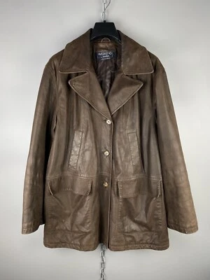 Vtg Max Mara Weekend Leather Brown Button Casual Jacket Coat Sz M / L - Image 1 of 4