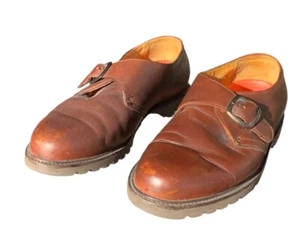 FLORSHEIM Vibram Mens Casual Dress Shoes 5.5 38 EU Tan Woven Leather Oxfords - Picture 1 of 12