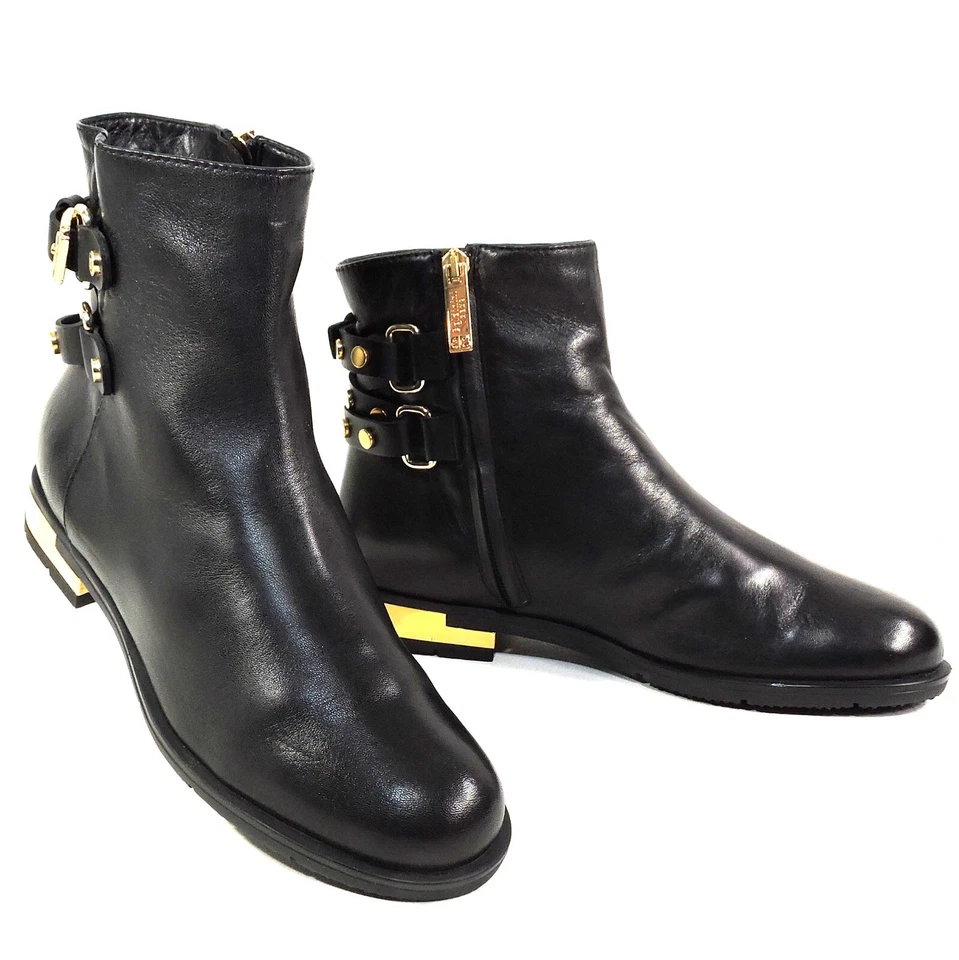 BOTÍN DE INVIERNO BALDININI 🇮🇹 MUJER NEGRO CUERO SUAVE CONFORT FORRO PIEL DE CORDERO Foto 1 de 4