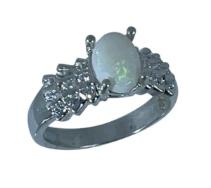 14k australischer Opal & Diamantring, kostenlose Größe. - Bild 1 von 8