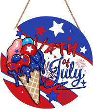 4Th of July Welcome Sign for Front Door America Patriotic Summer Holiday Door Si