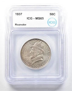 1937 Roanoke Commemorative Half Dollar MS65 ICG *0136 - Picture 1 of 3