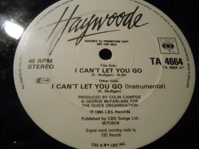 Haywoode - "I Can't Let You Go /(Instrumental)" 12" Single PROMO - Image 1 of 2