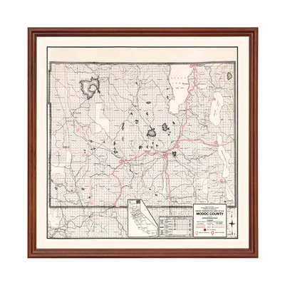 Old Map of Modoc County, CA 1935 - Vintage California Art - Image 1 of 4