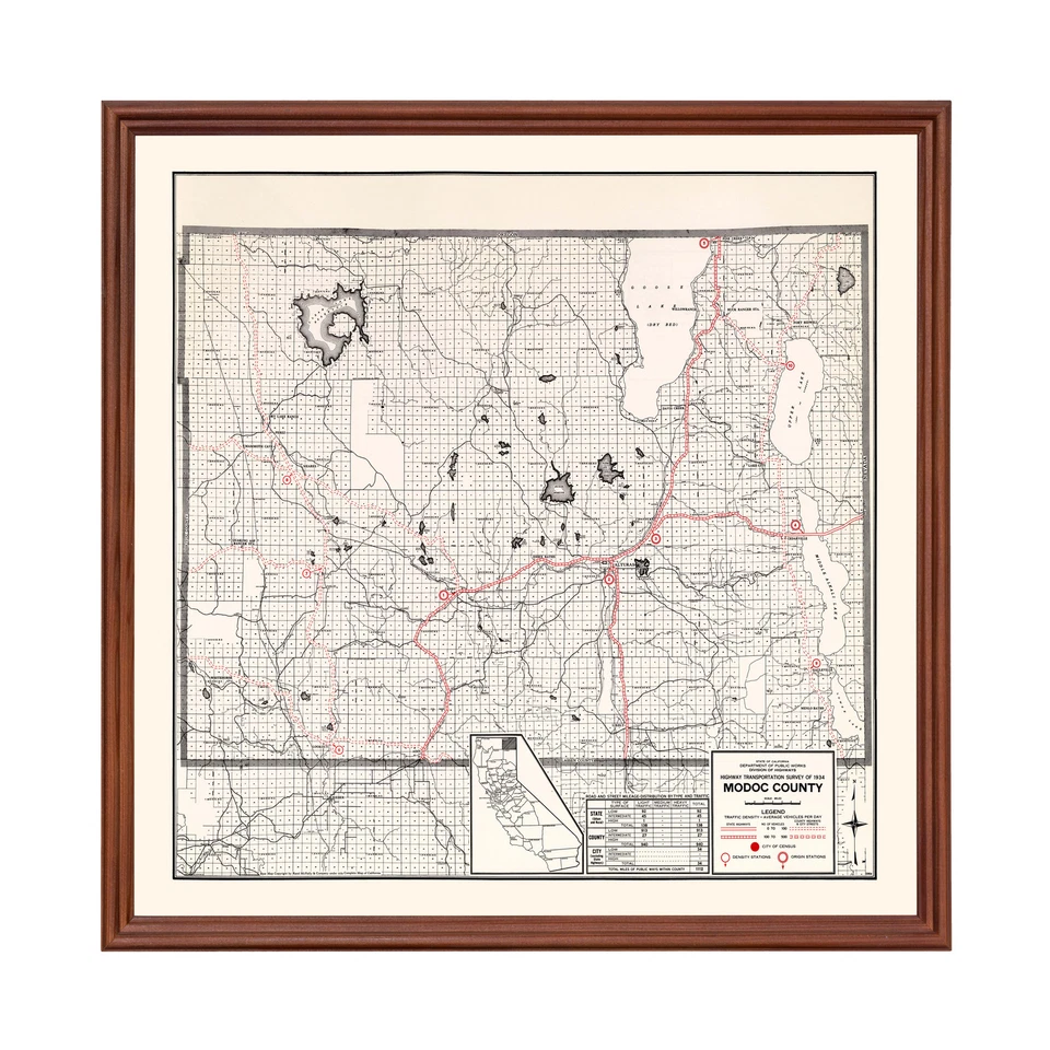 Old Map of Modoc County, CA 1935 - Vintage California Art - Image 1 of 4