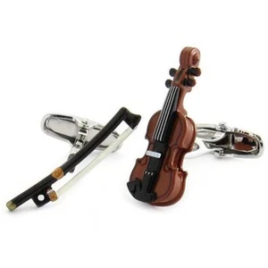 Colour Violin and Bow Cufflinks - Picture 1 of 14
