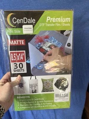 CenDale Premium DTF Transfer Film 13"x19", 30 Sheets, Double-Sided/ 8.5x14 Also Foto 1 de 2