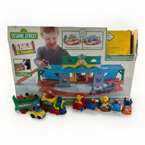 Sesame Street Elmo Junction Rails & Roads 2-in-1 Car Train Set Plus BONUS Racers - Picture 1 of 12