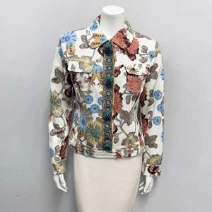 Sonia Bogner Jacket Floral Fabulous Beaded Flower Decorative Snaps 38 US 8 Fit 6 - Picture 1 of 11